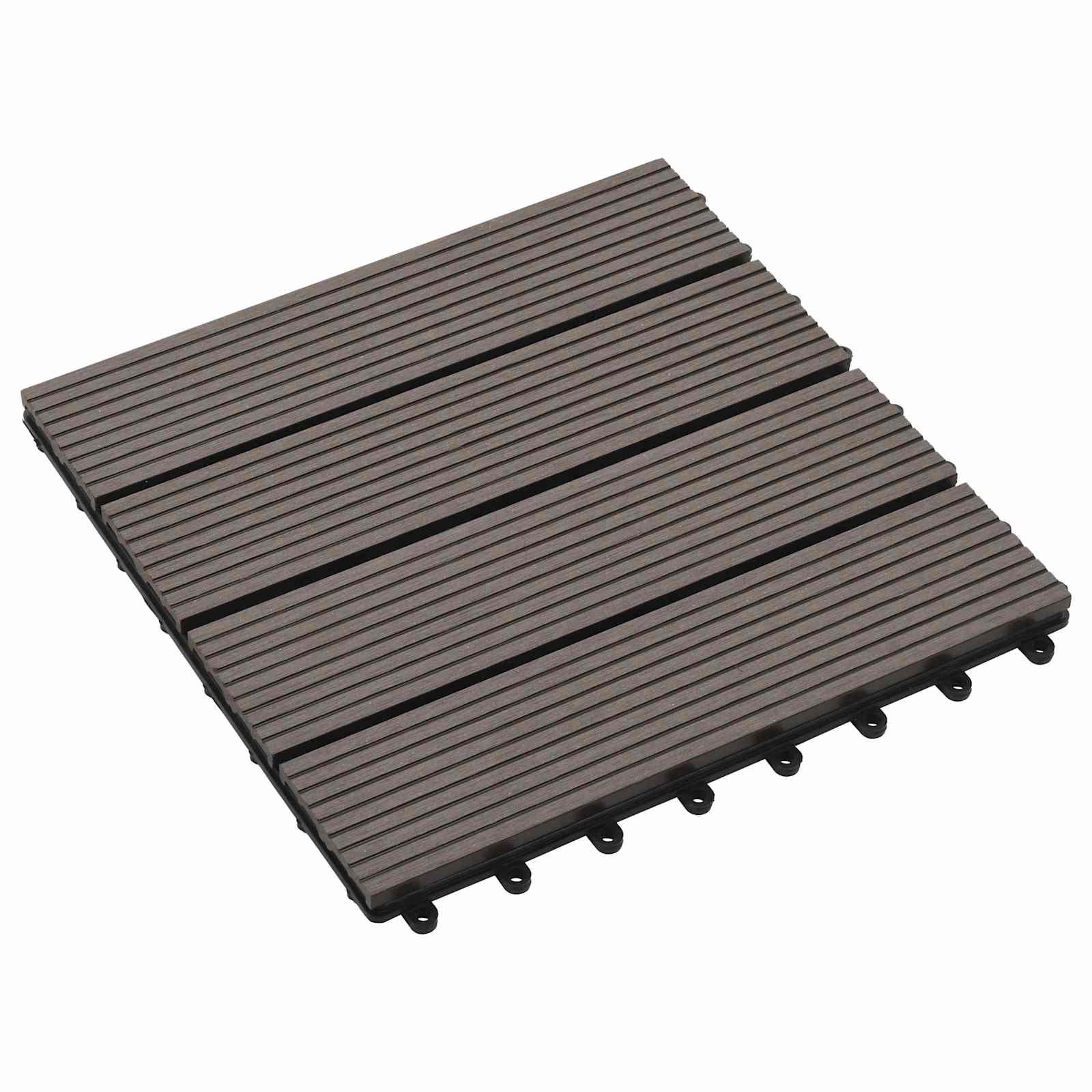 Terrasse Flise 11 stk Mørk Brun 30 x 30 cm WPC billede
