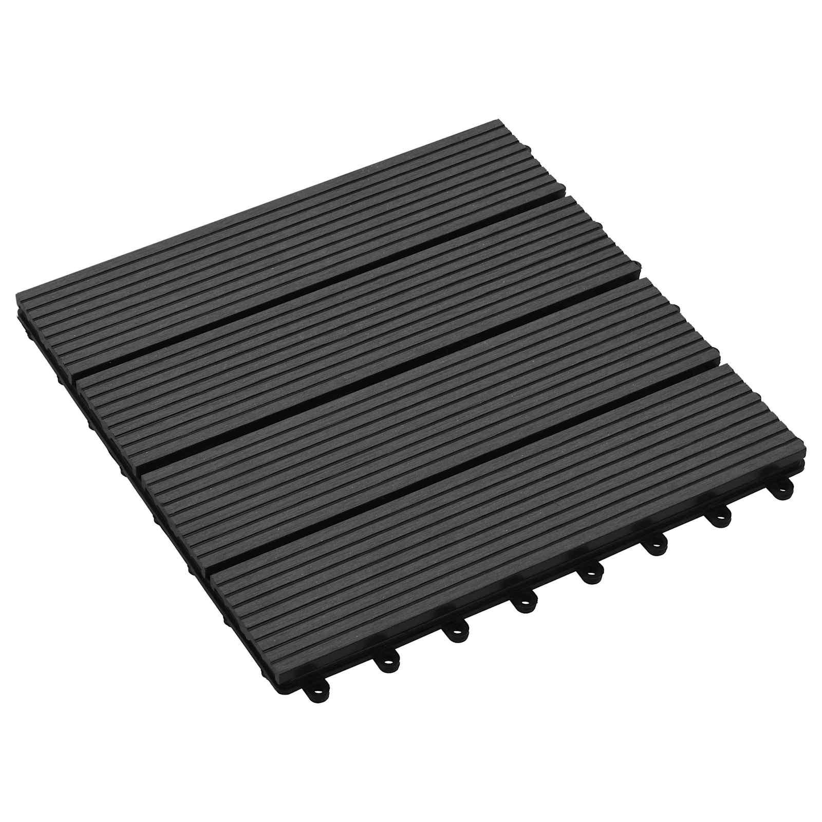 Terrasse Flise 11 stk Sort 30 x 30 cm WPC billede