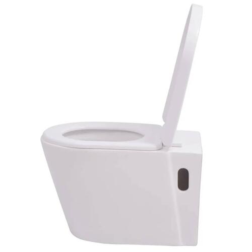 Væghængt toilet med skjult cisterne keramik hvid