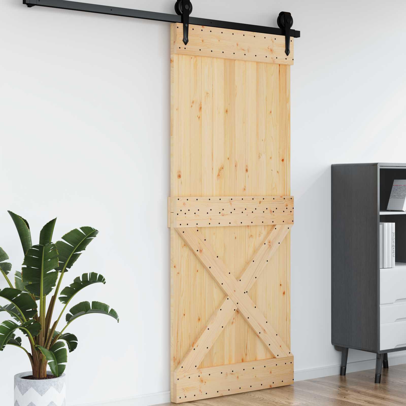 Skydedør NARVIK natur - 95 × 210 cm i massivt fyrretræ billede