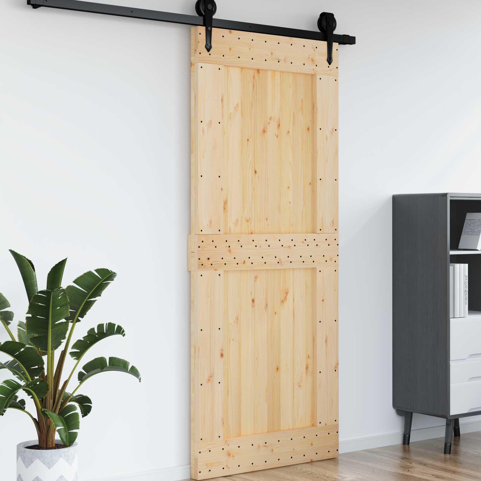Dør NARVIK - naturfarvet skydedør i massivt fyrretræ 95 × 210 cm billede
