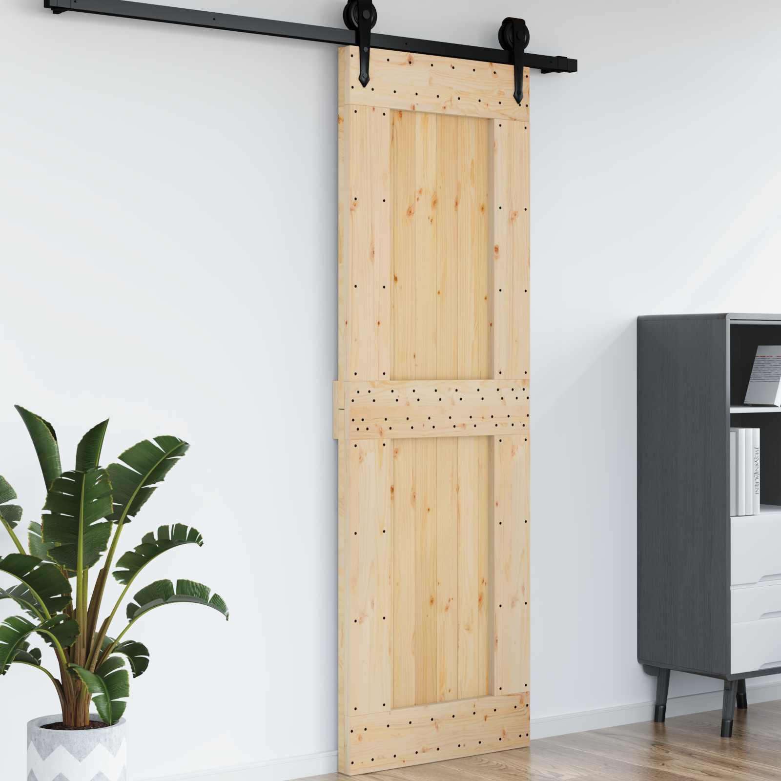 Dør NARVIK - naturfarvet indvendig skydedør i massivt fyrretræ 70 × 210 cm billede