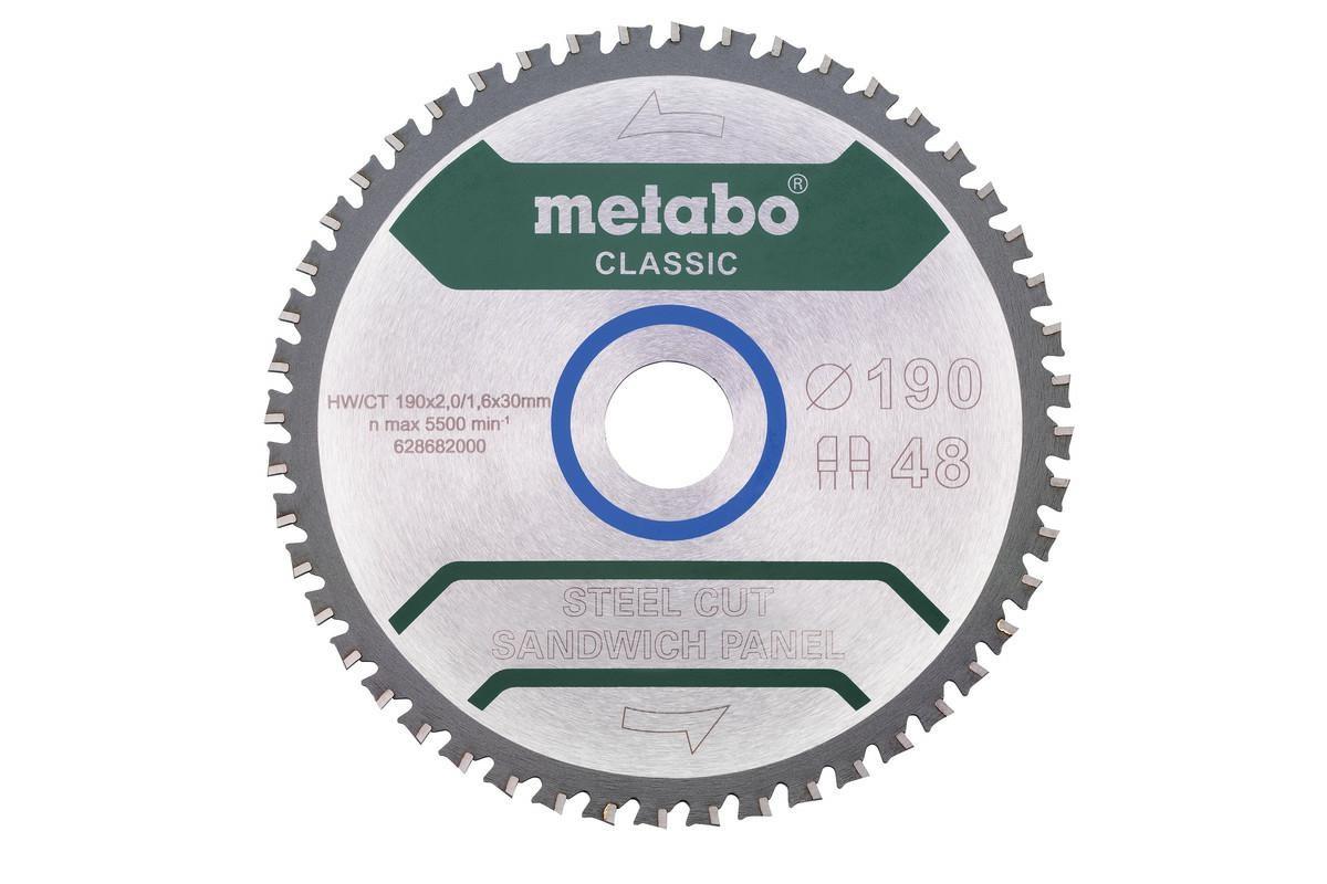 Metabo rundsavklinge FZ/FA 190 × 30 mm – 48 tænder, stål/sandwichpanel billede