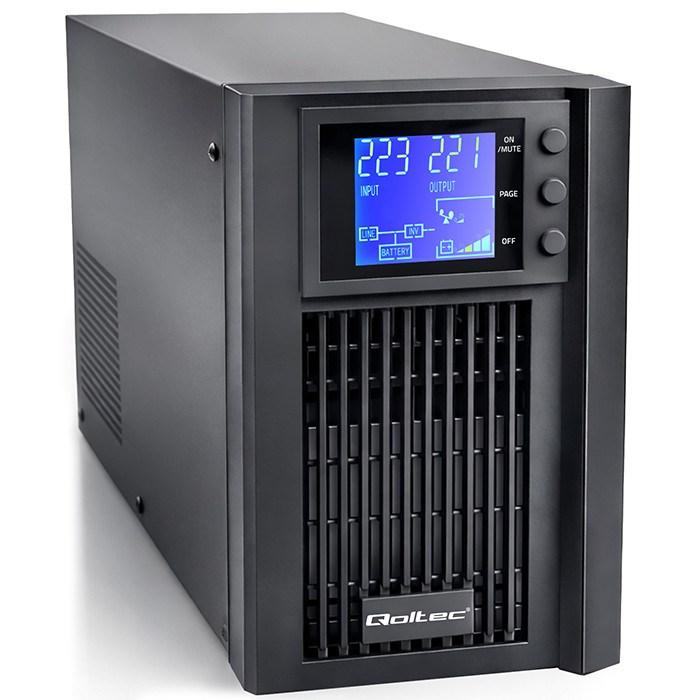 Qoltec UPS med ren sinus – 1 kVA, 800 W, AVR, LCD billede
