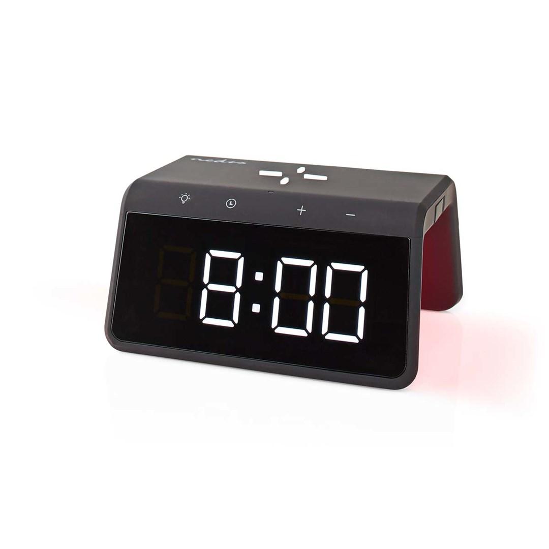 Nedis WCACQ30BK digital vækkeur – sort, stor LCD-skærm billede