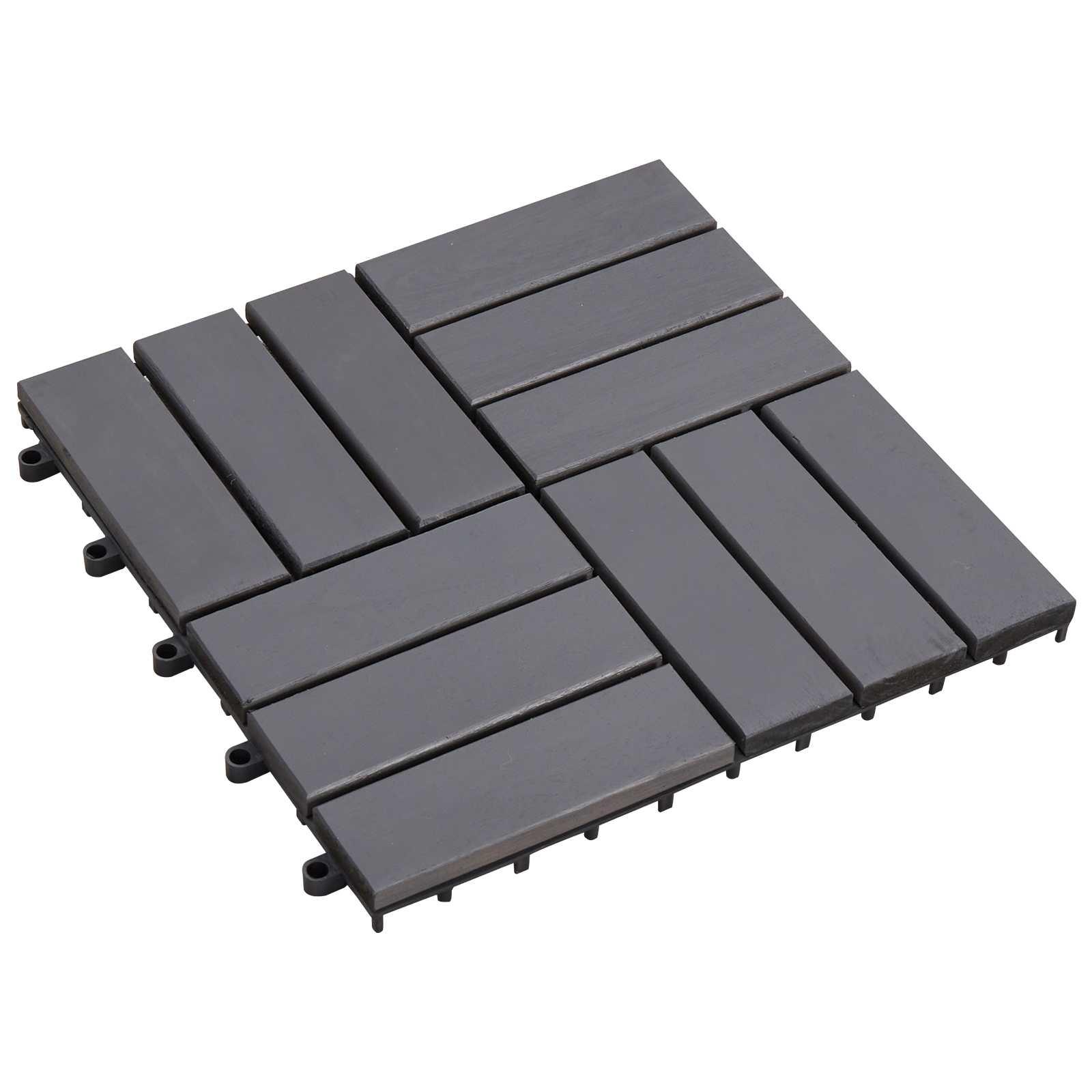 Terrasse Flise 10 stk Grå 30 x 30 cm Akacietræ billede