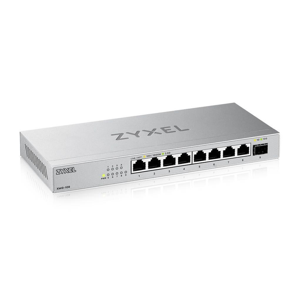 Zyxel XMG-108 - unmanaged 2,5G switch, sølv