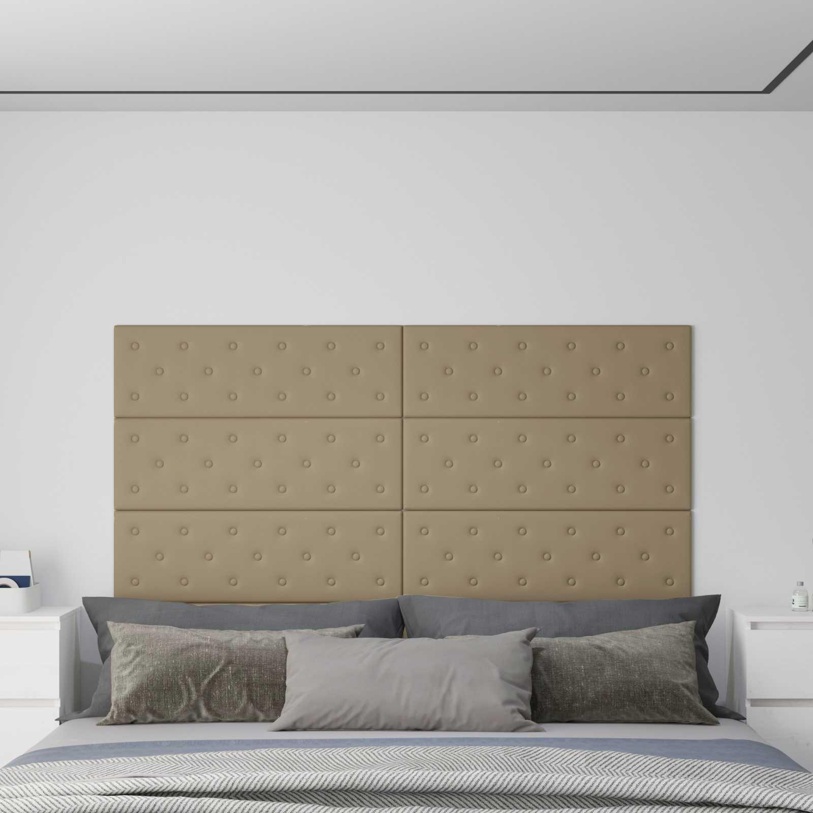 Væghovedgærde - 12 stk i faux læder, cappuccino 90 × 30 cm billede