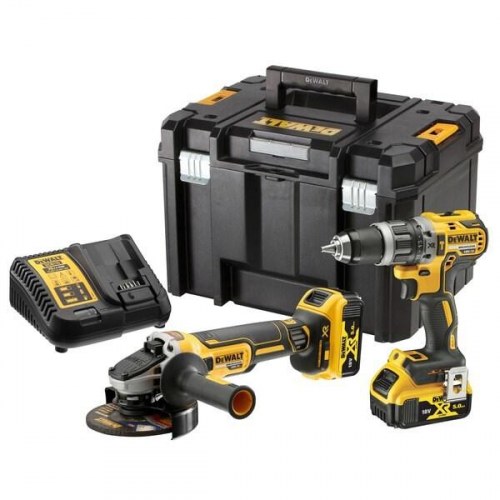DeWALT DCK2080P2T-QW kombisæt - batteridrevet bore-/skruemaskine og vinkelsliber med 2 batterier, lader og kuffert
