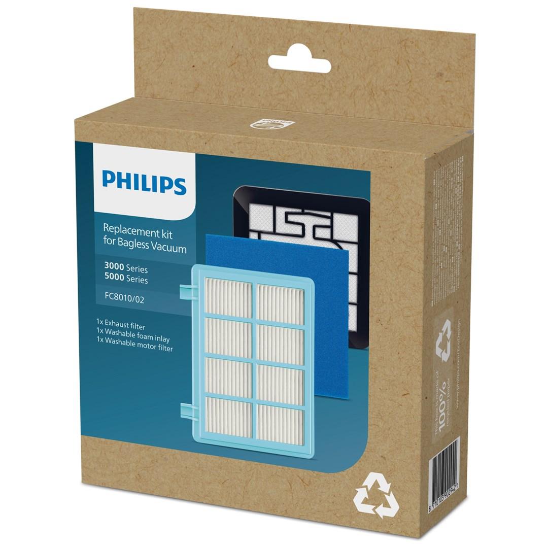 Philips FC8010/02 udstødningsfilter sæt - 3 stk. filter til poseløse støvsugere billede