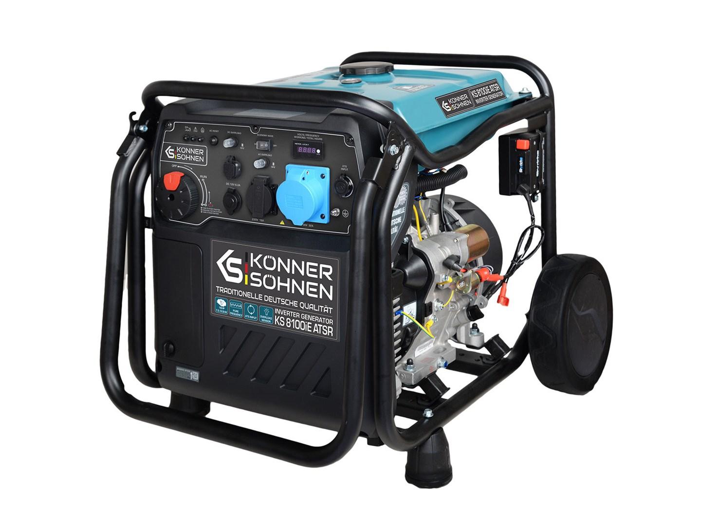 Könner & Söhnen KS 8100iE ATSR inverter-generator 8.000 W - benzin, sort/teal billede