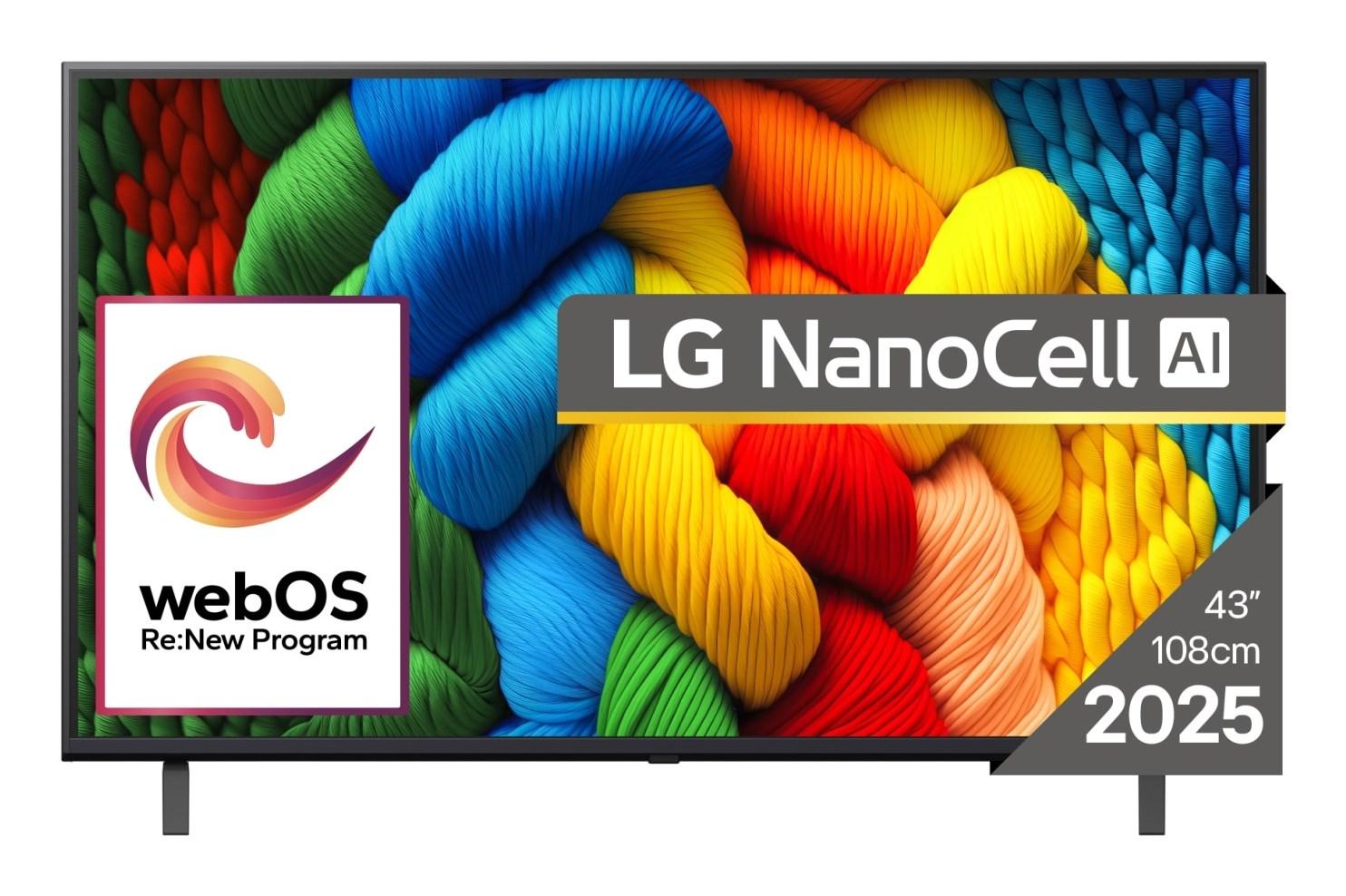 LG NanoCell 43NANO80A3B 43" 4K Ultra HD Smart TV - sort billede