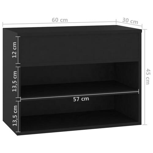 Skobænk 60x30x45 cm konstrueret træ sort
