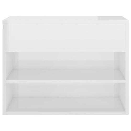 Skobænk 60x30x45 cm konstrueret træ hvid højglans