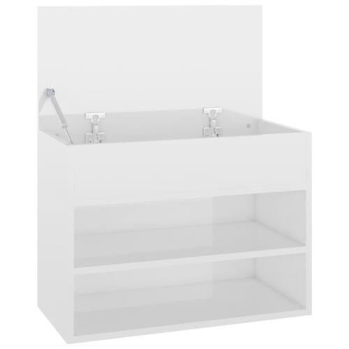 Skobænk 60x30x45 cm konstrueret træ hvid højglans