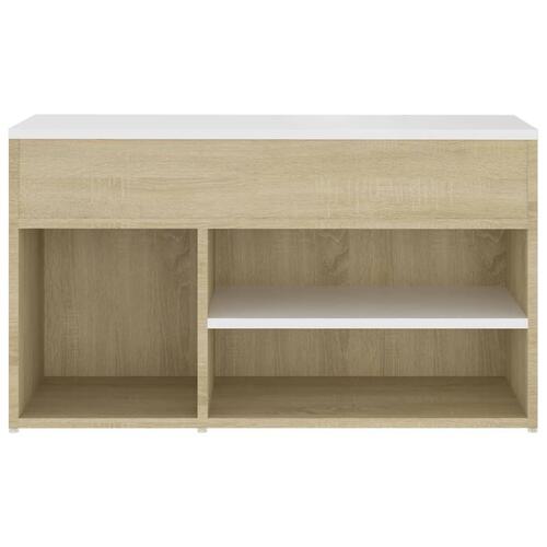 Skoreol 80x30x45 cm spånplade hvid og sonoma-eg