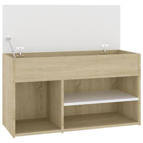 Skoreol 80x30x45 cm spånplade hvid og sonoma-eg