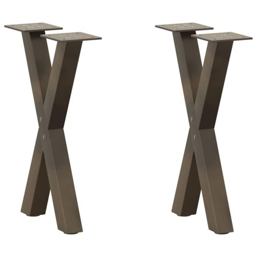 Sofabordsben X-formet - 2 stk. i naturstål, 38 × (42-43) cm