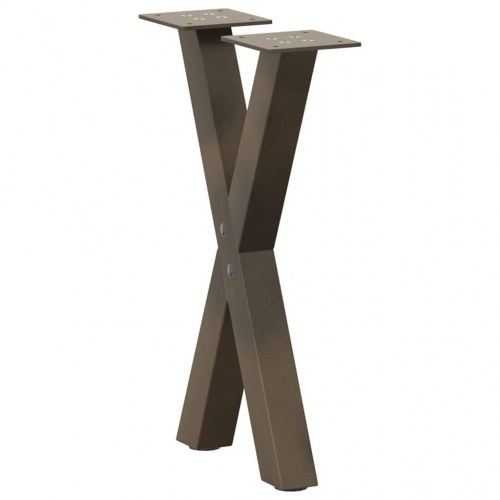 Sofabordsben X-formet - 2 stk. i naturstål, 38 × (42-43) cm