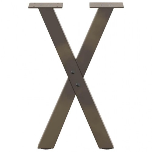 Sofabordsben X-formet - 2 stk. i naturstål, 38 × (42-43) cm