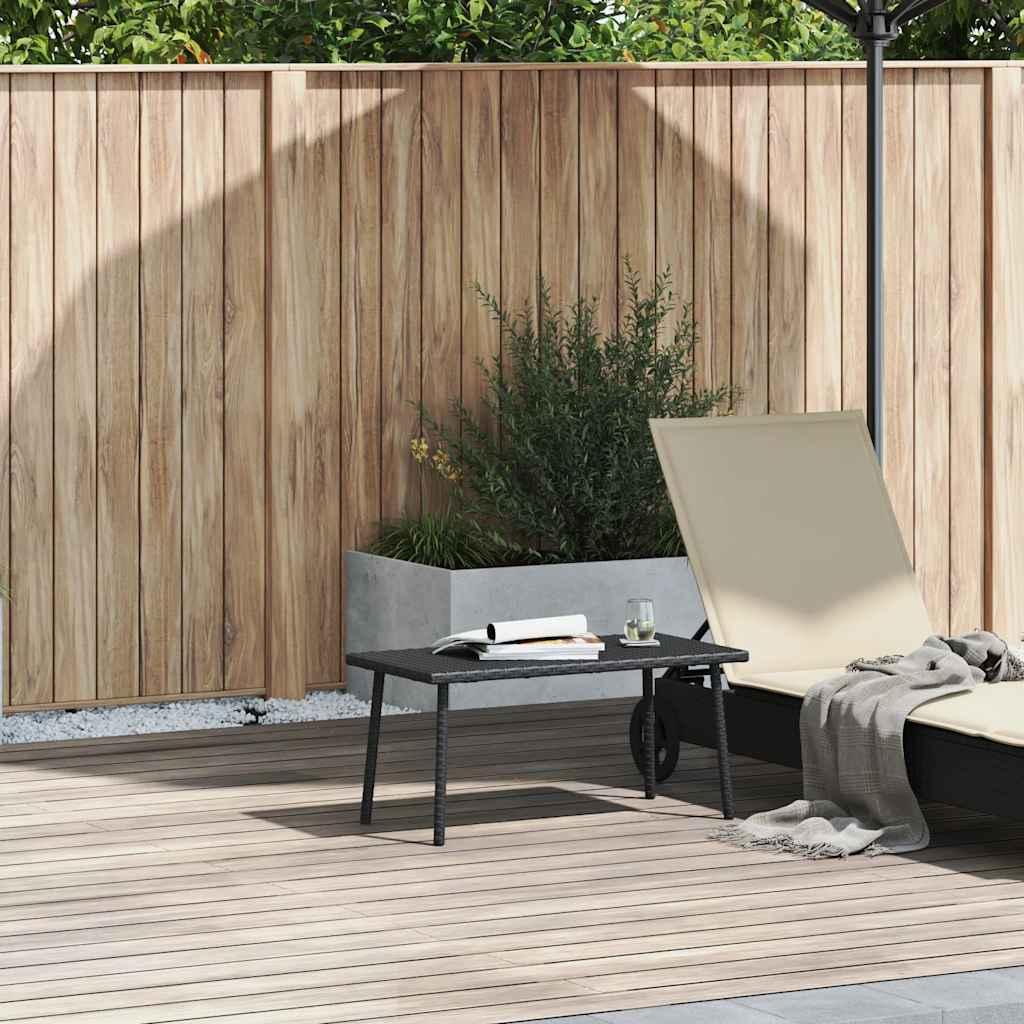 Havesofabord 80x40x37 cm firkantet polyrattan sort billede