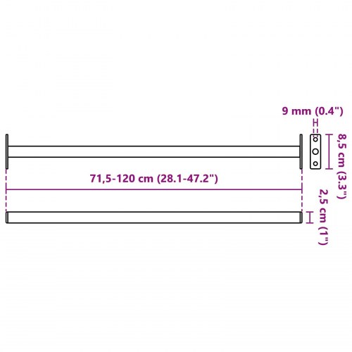Justerbar vinduessikkerhedsbar Sort 710 -1200 mm Stål