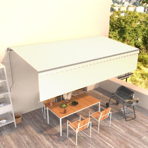 Markise m. rullegardin 6x3 m manuel betjening cremefarvet