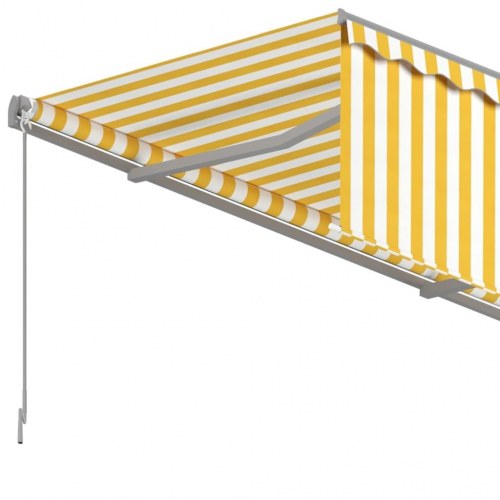 Markise m. rullegardin 6x3 m manuel betjening gul og hvid