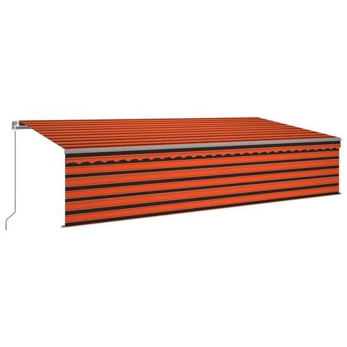 Markise m. gardin 6x3 m automatisk betjening orange og brun