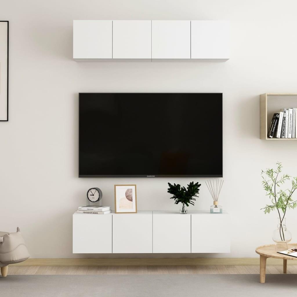 Tv-borde 4 stk. 60x30x30 cm konstrueret træ hvid
