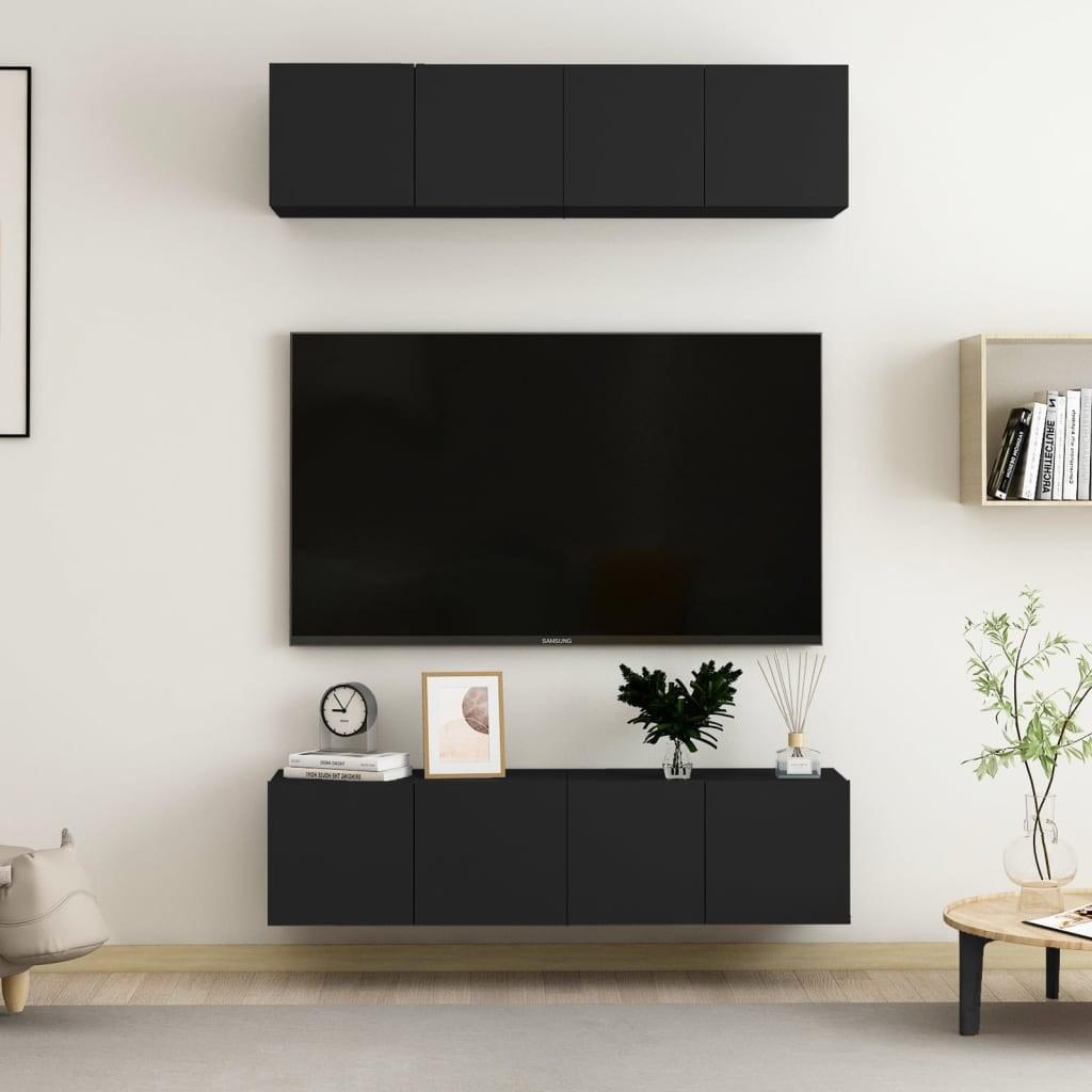 Tv-borde 4 stk. 60x30x30 cm konstrueret træ sort