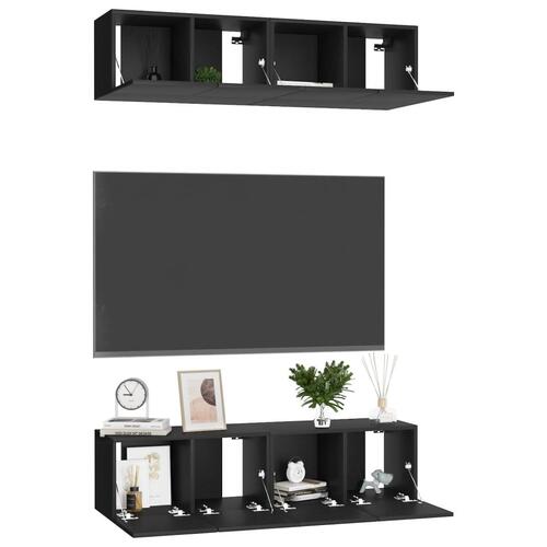 Tv-borde 4 stk. 60x30x30 cm konstrueret træ sort