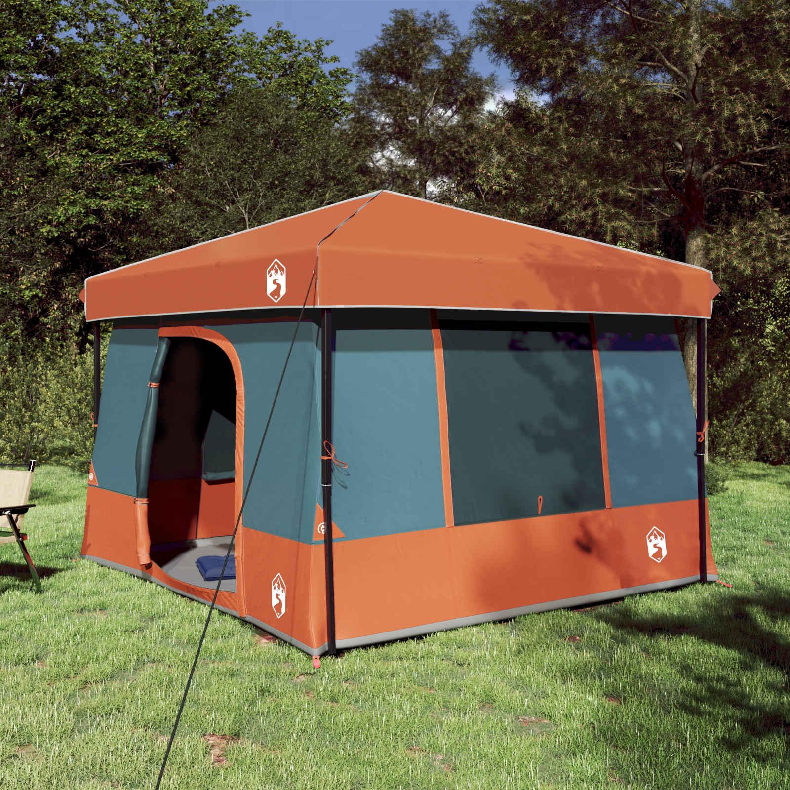 Camping Telt Sæt med tag 2 stk Grå og orange Taffeta og Stof billede