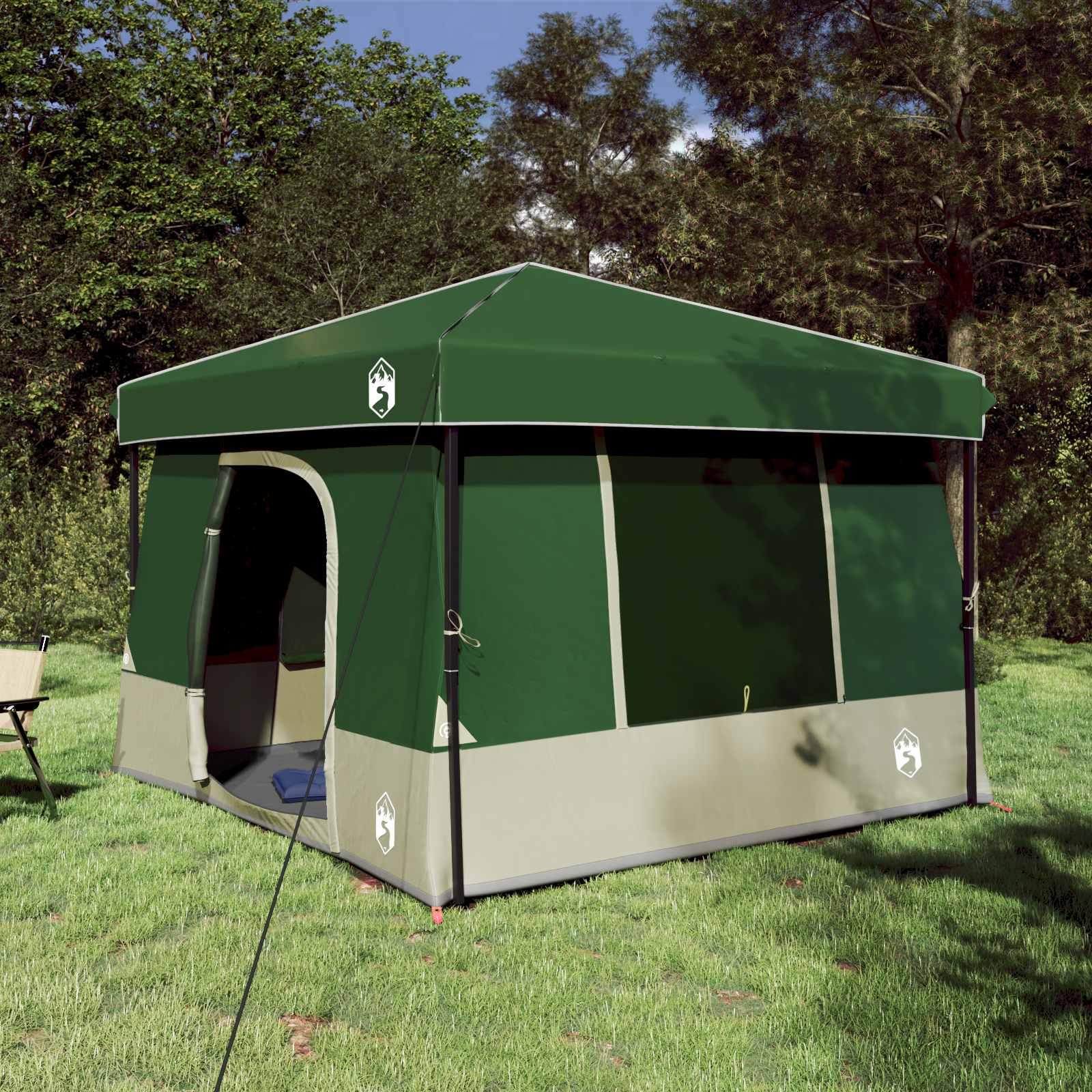 Camping Telt Sæt med tag 2 stk Grøn Taffeta og Stof billede