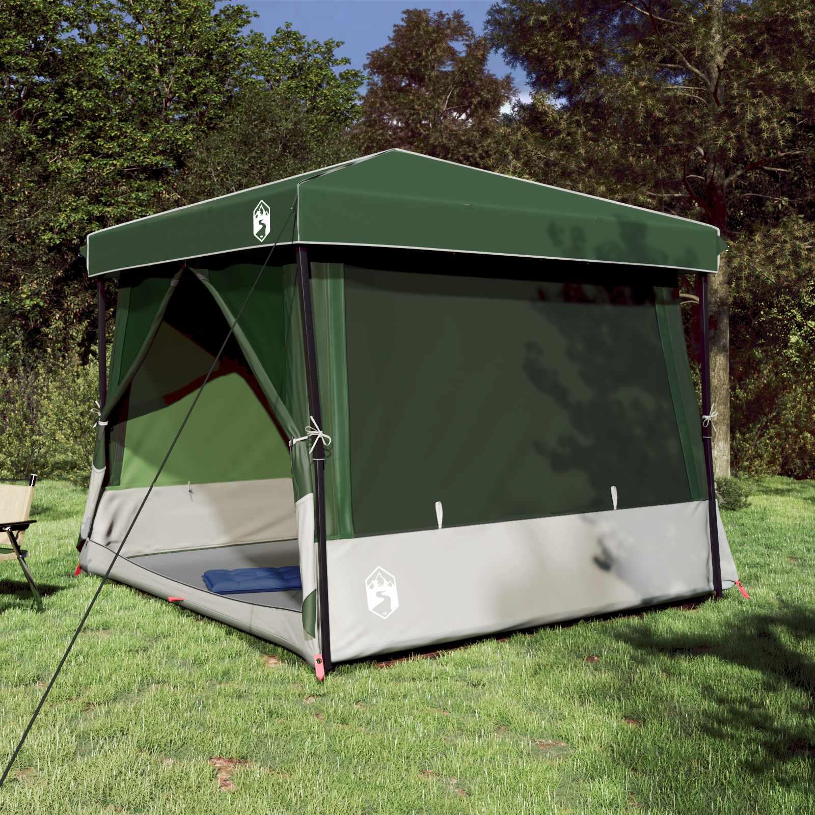 Camping Telt Sæt med tag 2 stk Grøn Taffeta og Stof billede