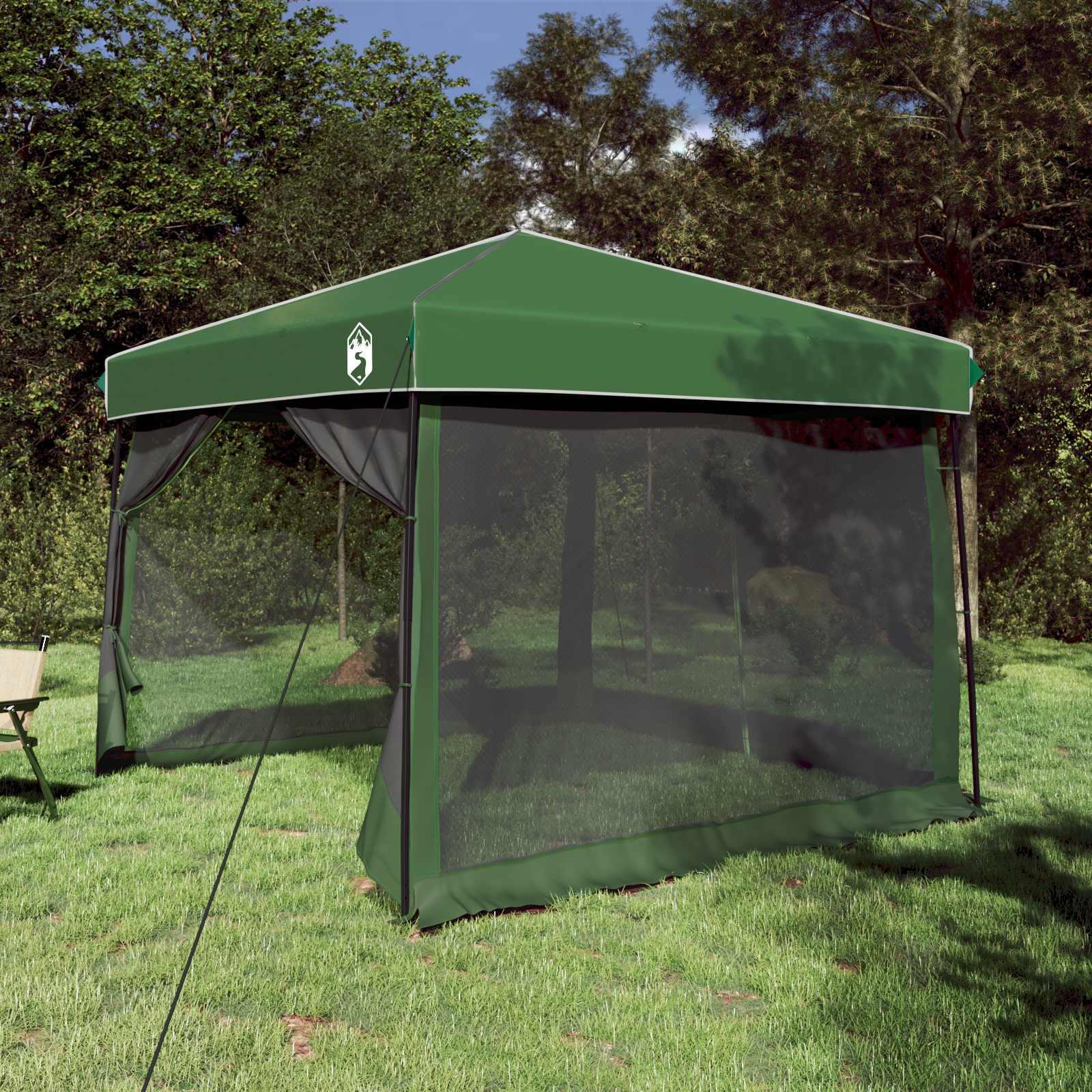 Camping Telt Sæt med tag 2 stk Grøn Taffeta og Stof billede
