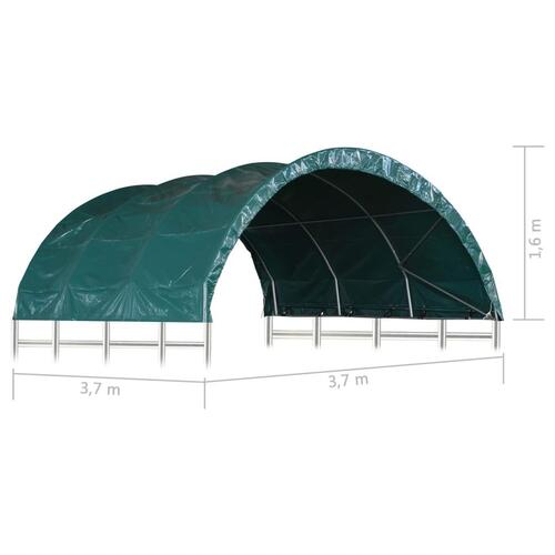 Læskur til husdyr PVC 3,7 x 3,7 m grøn