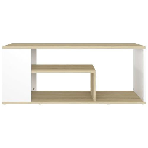 Sofabord 100x50x40 spånplade hvid og sonoma-eg