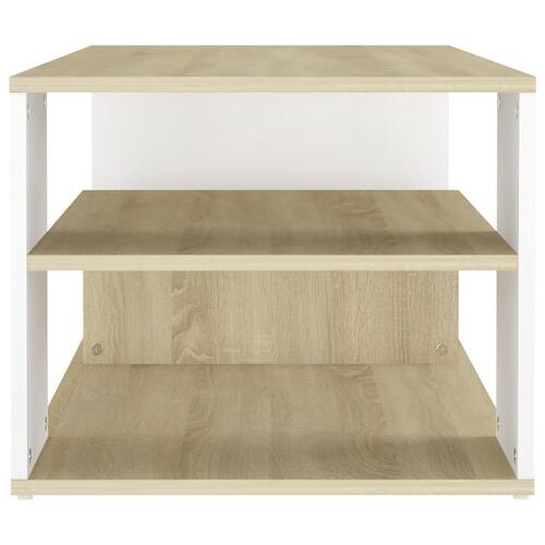Sofabord 100x50x40 spånplade hvid og sonoma-eg