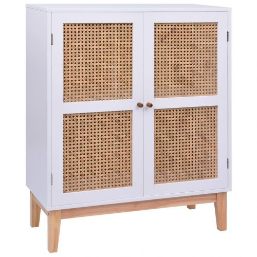 Skænk 80x35x100 cm MDF og rattan hvid