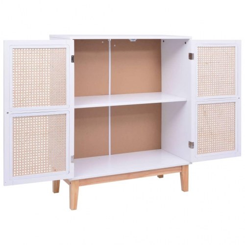 Skænk 80x35x100 cm MDF og rattan hvid