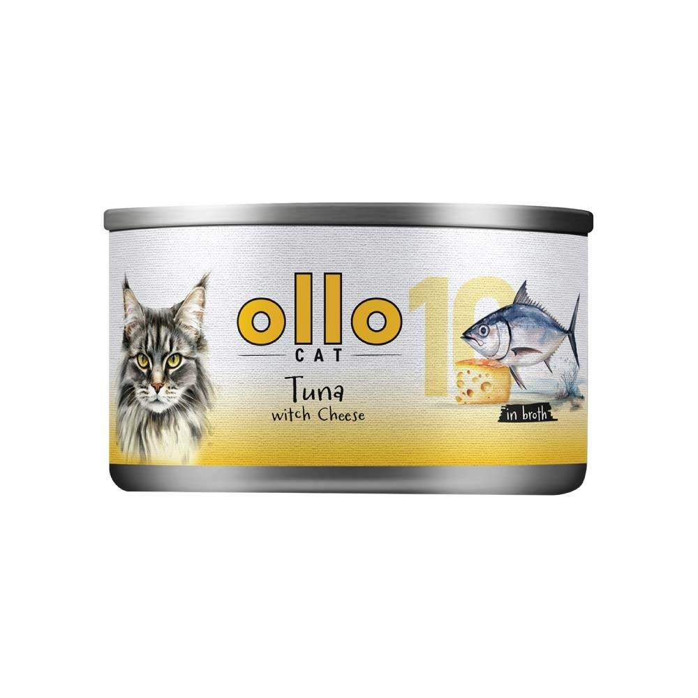 OLLO Cat nr. 10 - Tun med ost i bouillon, vådfoder til kat - 70 g billede