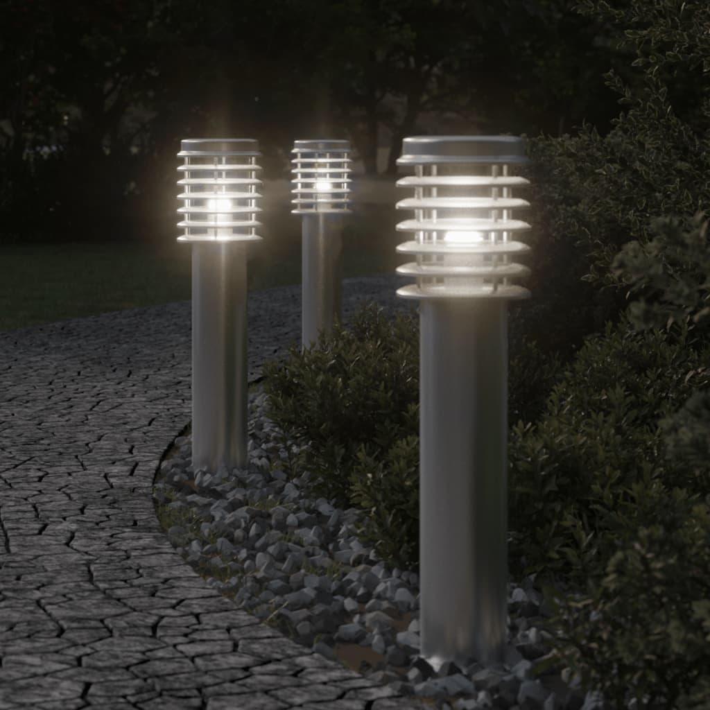 Udendørs standerlamper 3 stk. 60 cm rustfrit stål sølvfarvet billede
