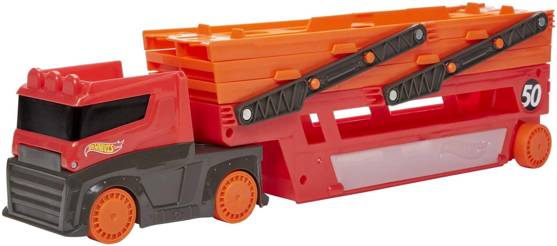 Hot Wheels City Mega Hauler lastbil – opbevaring til op til 50 biler i 1:64 billede