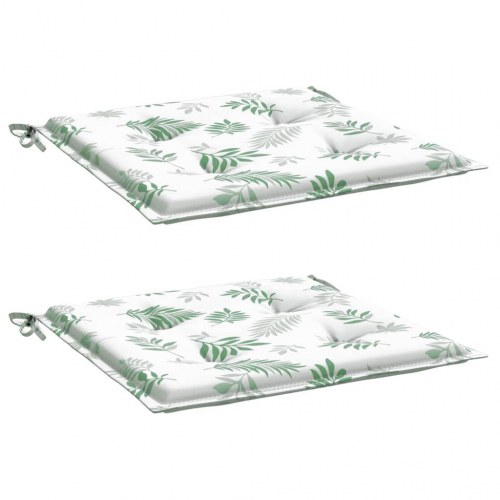Hynder til havestol - 2 stk. 50×50×4 cm i oxfordstof med bladmønster