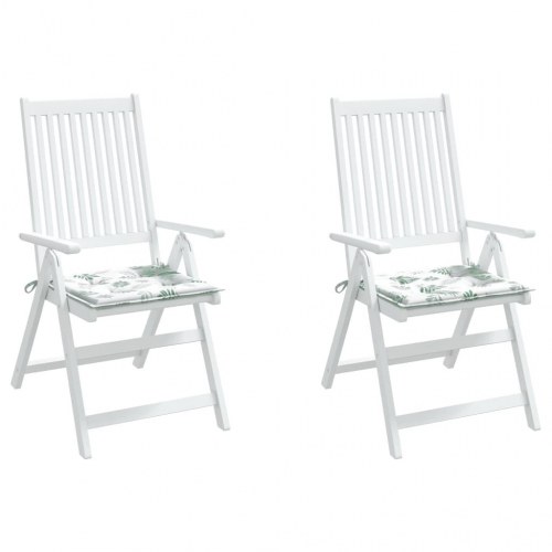 Hynder til havestol - 2 stk. 50×50×4 cm i oxfordstof med bladmønster