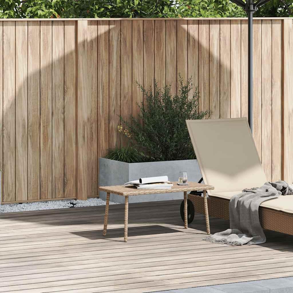 Havesofabord 80x40x37 cm firkantet polyrattan beige billede