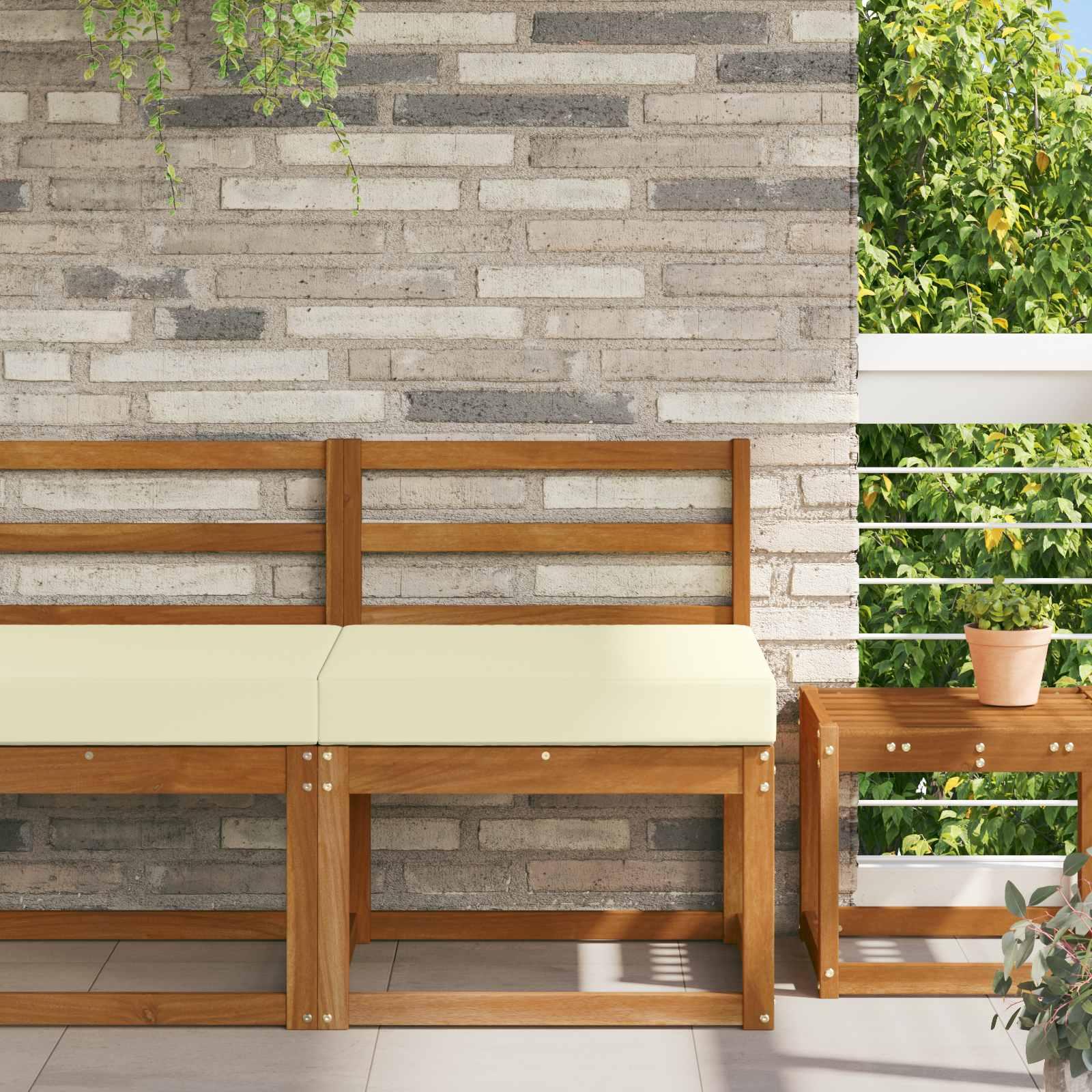 Udendørs Sofa Pude Creme 60 x 60 x 8 cm Polyester billede