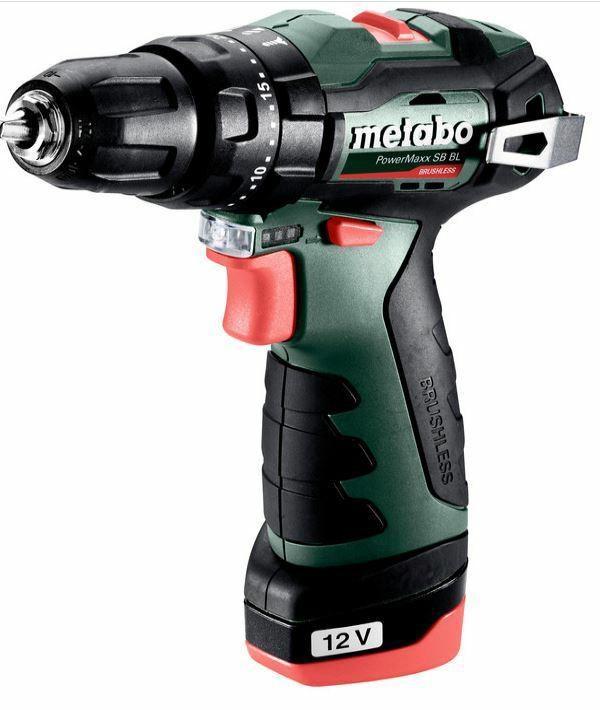 Metabo PowerMaxx SB BL 12 V slag-/bore/skruemaskine - 38/20 Nm, 2Ã2,0 Ah, kuffert billede