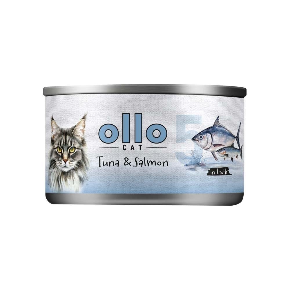 OLLO Cat nr. 11 Tun & Laks i bouillon - vådfoder til kat, 70 g billede